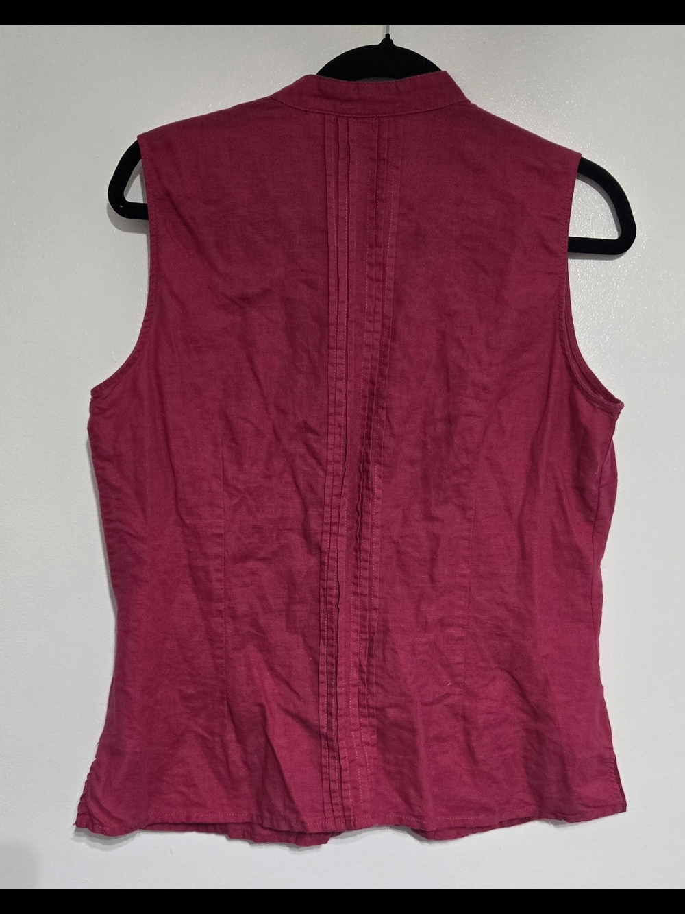 Tweeds Hot Pink Sleeveless Linen Blend Button Up Blouse - Picture 4 of 6
